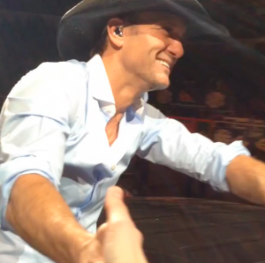 Tim McGraw shaking my hand as he passed by