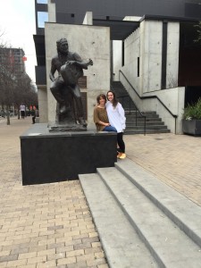 My mom and I visiting the Willie Nelson statue 